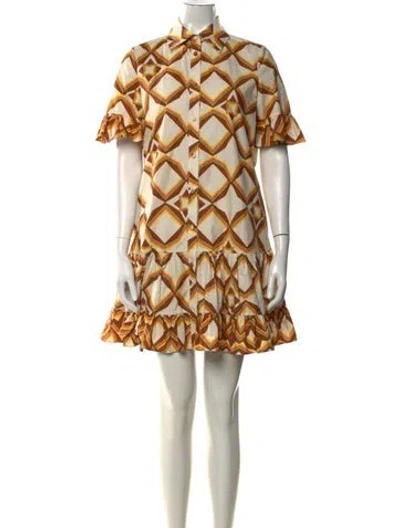 Pre-owned La Doublej Patterned Mini Dress In Brown