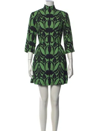 Pre-owned La Doublej Patterned Mini Dress In Green
