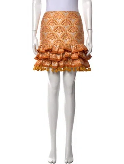 Pre-owned La Doublej Patterned Mini Skirt In Orange