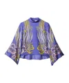 La Doublej Make An Exit Printed Silk Satin Blouse In Blue