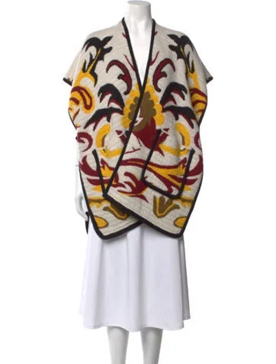 Pre-owned La Doublej Patterned Open Front Sweater In Multicolor