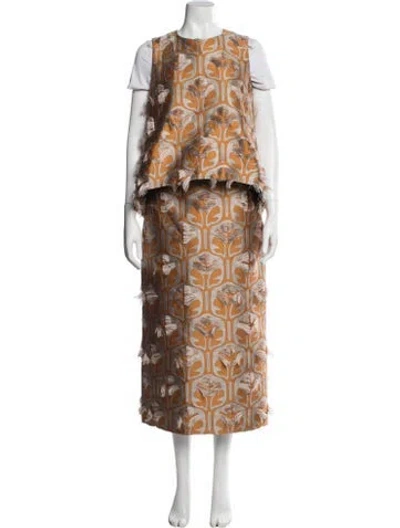 Pre-owned La Doublej Patterned Skirt Set In Neutral