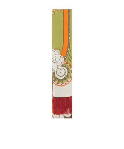 La Doublej Patterned Tassel Scarf In Green