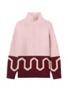 La Doublej Patterned Turtleneck Sweater In Pink