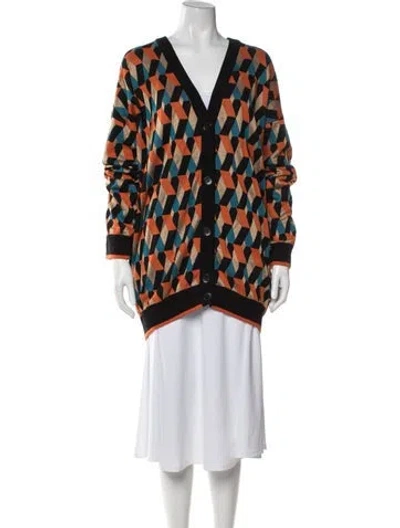 Pre-owned La Doublej Patterned V-neck Sweater In Black/orange