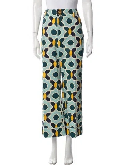 Pre-owned La Doublej Patterned Wide Leg Pants In Blue