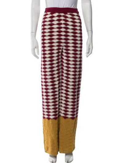 Pre-owned La Doublej Patterned Wide Leg Pants In Red