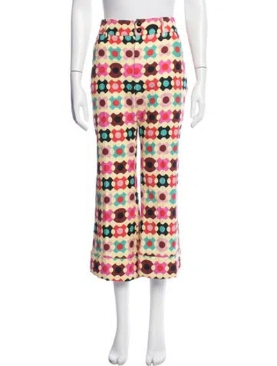 Pre-owned La Doublej Patterned Wide Leg Pants In Yellow