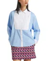 La Doublej Peggy Tuxedo Shirt In Solid Blue