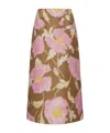 La Doublej Printed Wool-blend Cady Midi Skirt In Brown