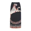 La Doublej Printed Satin Pencil Skirt In Gattopardo Placée Black