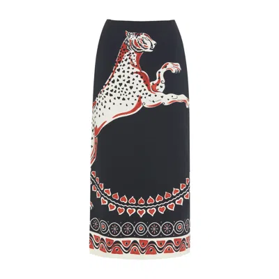 La Doublej Pencil Skirt In Gattopardo Placée Black