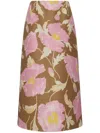 La Doublej Printed Wool-blend Cady Midi Skirt In Green