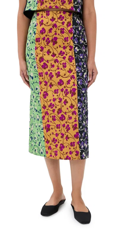 La Doublej Pencil Skirt Honeysuckle Tricolor Jacquard In Multi