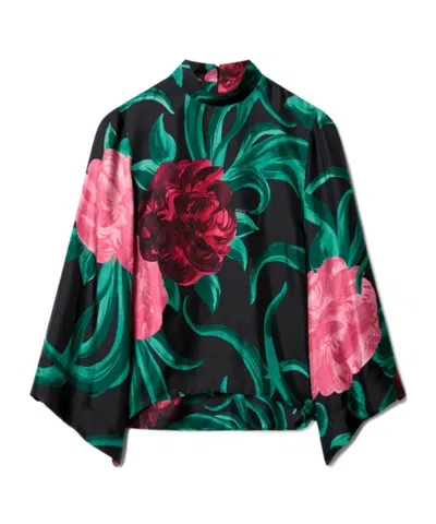 La Doublej Make An Exit Floral-print Silk-twill Blouse In Multi