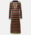 La Doublej Perry Scalloped Striped Cotton Midi Dress In Multicoloured