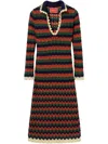 La Doublej Perry Scalloped Striped Cotton Midi Dress In Orange