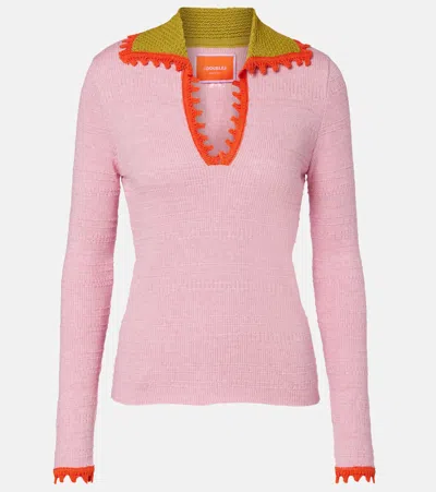 La Doublej Picket Cotton And Wool Sweater In Pink