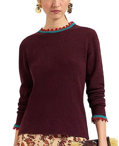 La Doublej Picket Crewneck Sweater In Burgundy
