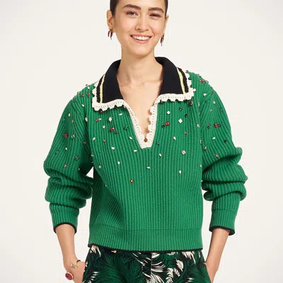 La Doublej Picket High Sweater In Green