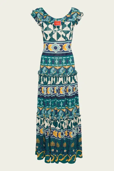 La Doublej Pimento Printed Jersey Maxi Dress In Casareale Barré Emerald