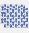 La Doublej Pineapple Blu Set Of Two Tablemats In Blue
