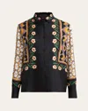 La Doublej La Double J Graphic Print Silk Boy Shirt In Black