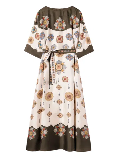 La Doublej Placed Floral Print Silk Dress In Multi