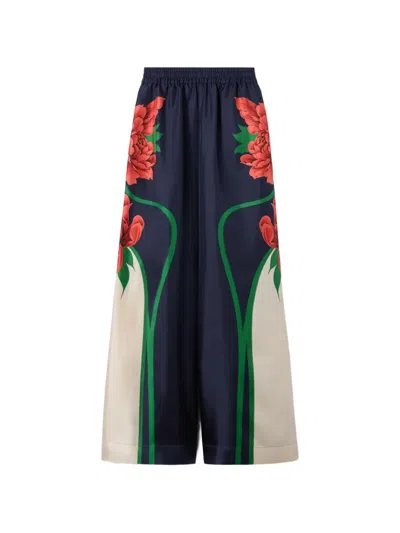 La Doublej Silk Twill Palazzo Trousers In Multi