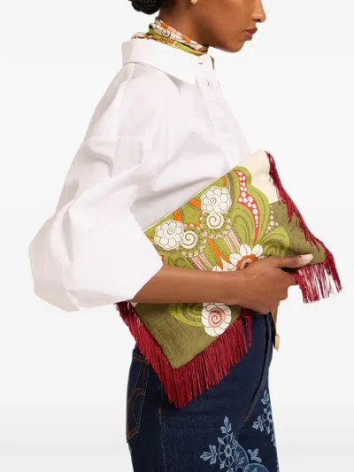 La Doublej Placée Hand Pochette With Fringes In Multi
