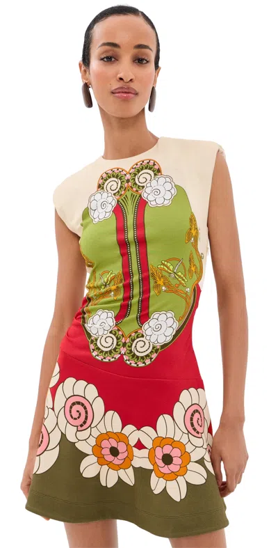 La Doublej Lela Printed Ruched Mini Dress In Pink