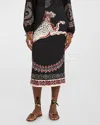 La Doublej Printed Satin Pencil Skirt In Black