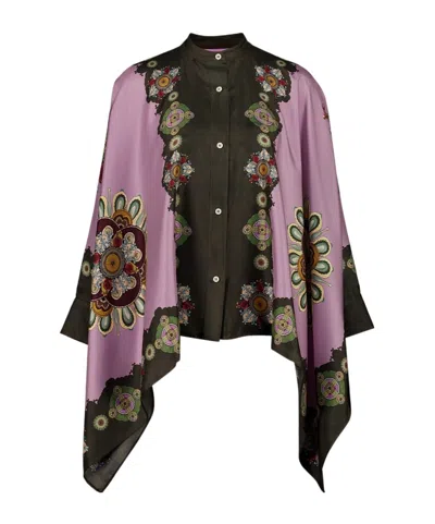 La Doublej Placée-print Silk Shirt In Multi