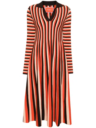 La Doublej Plaza Knitted Midi Dress In Red