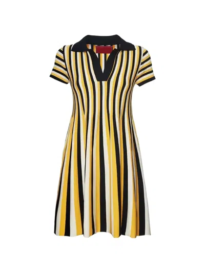 La Doublej Plaza Striped Collar Mini Dress In Multi
