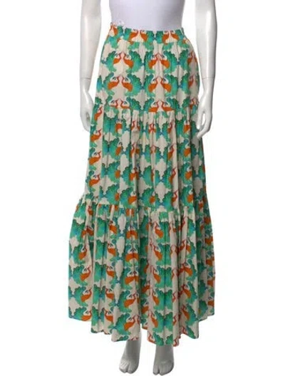 Pre-owned La Doublej Pleated Accents Midi Length Skirt In Green