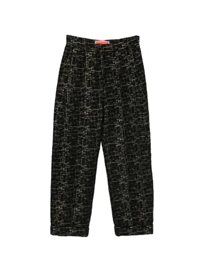 La Doublej Pleated Bouclé-knit Trousers In Black