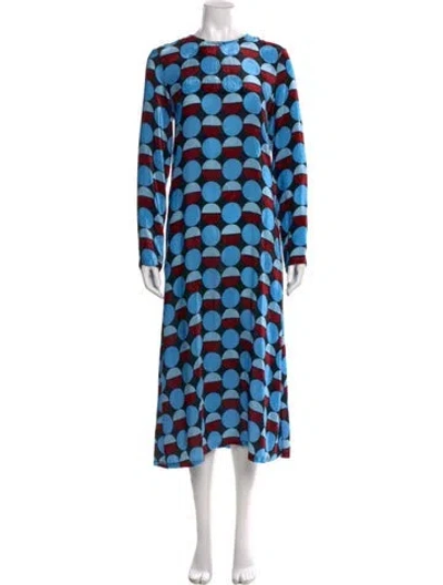Pre-owned La Doublej Polka Dot Print Long Dress In Blue