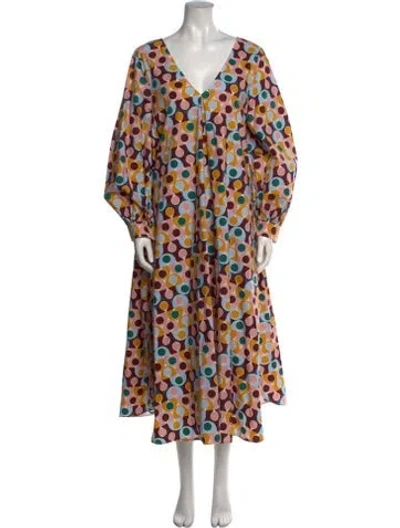 Pre-owned La Doublej Polka Dot Print Long Dress In Pink