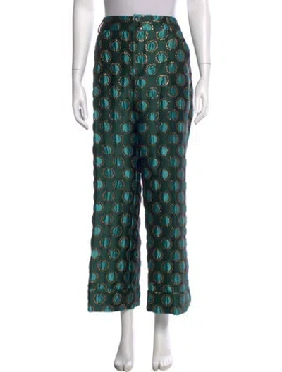 Pre-owned La Doublej Polka Dot Print Straight Leg Pants In Gray