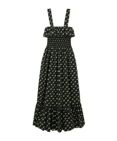 La Doublej Polka-dot Print Midi Dress In Green