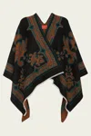 La Doublej Wool-felt Poncho In Herald Black