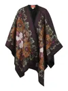 La Doublej Virgin Baize Wool Poncho In Burgundy