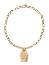 La Doublej Portal Metallic Necklace With Chain-link Design Abd Charm In Brass And Amethyst Woman