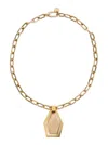 La Doublej Portal Metallic Necklace With Chain-link Design Abd Charm In Brass And Amethyst Woman