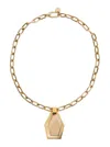 La Doublej Portal Metallic Necklace With Chain-link Design Abd Charm In Brass And Amethyst Woman