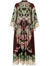 La Doublej Cerere Printed Silk Chiffon Maxi Dress In Brown