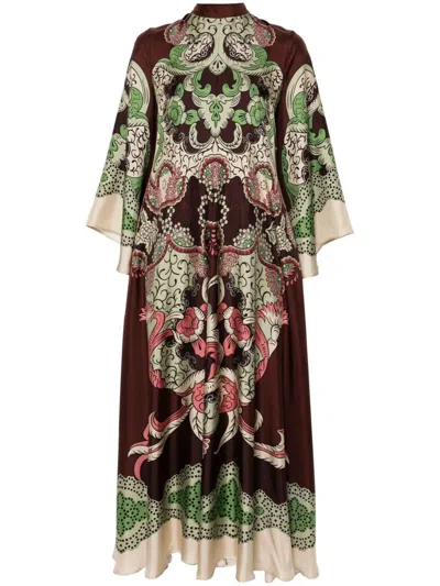 La Doublej Cerere Printed Silk Chiffon Maxi Dress In Multicolor