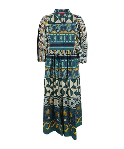 LA DOUBLEJ LA DOUBLEJ PORTOFINO GEOMETRIC PRINTED MIDI POPLIN DRESS