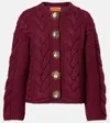 La Doublej Portrait Embellished Wool-blend Cardigan In Burgundy